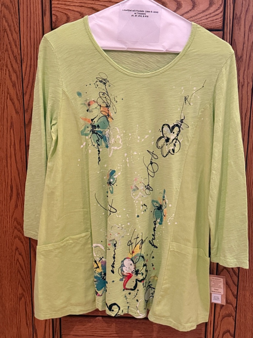 Lime Green Floral-Print Women's Long Sleeve Top